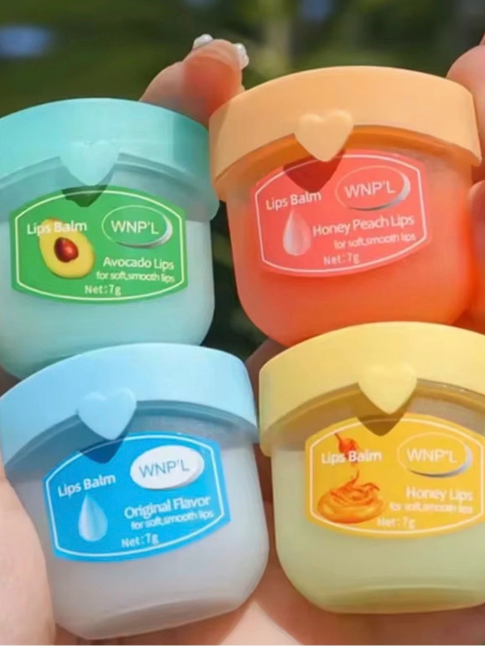 Assorted Flavor Lip Balm - Peach, Avocado, Original, Honey (Set x4)